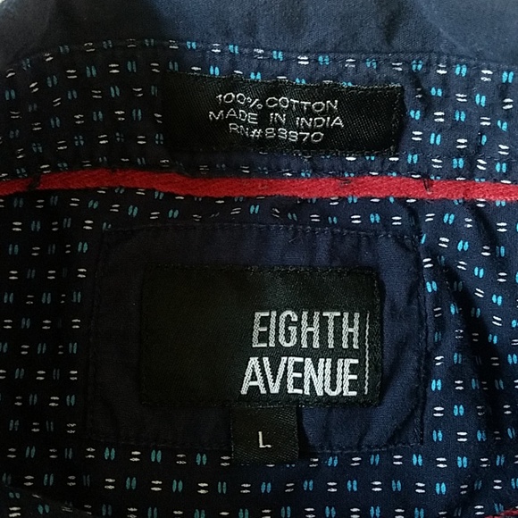 Eighth Avenue Retro Blue Button Down Shirt Red Constrast - Picture 4 of 5